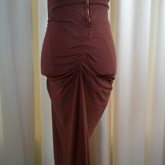 Revamped Ruched Rust Drape Maxi Dress in size S - Picture 6 of 6